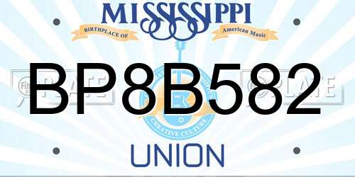 BP8B582 Mississippi License Plate