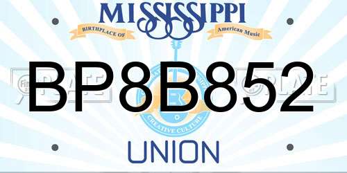 BP8B852 Mississippi License Plate