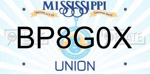 BP8G0X Mississippi License Plate