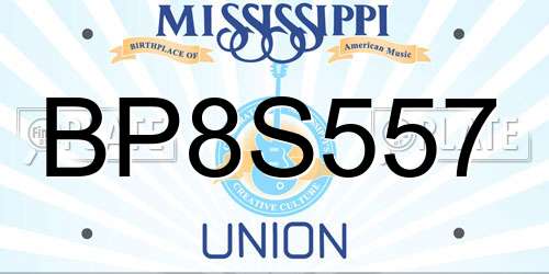 BP8S557 Mississippi License Plate