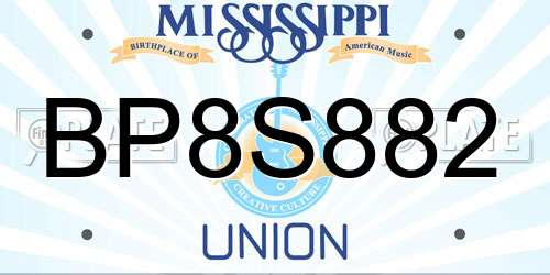 BP8S882 Mississippi License Plate