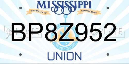 BP8Z952 Mississippi License Plate