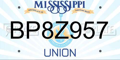 BP8Z957 Mississippi License Plate