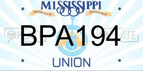 BPA194 Mississippi License Plate