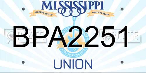 BPA2251 Mississippi License Plate
