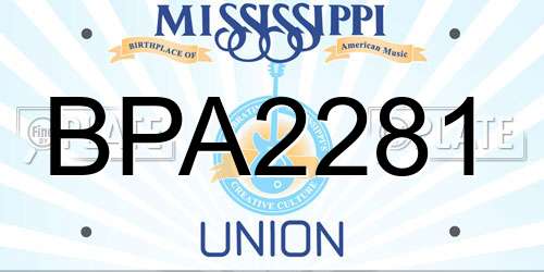 BPA2281 Mississippi License Plate