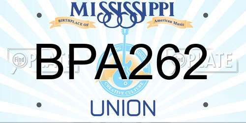 BPA262 Mississippi License Plate