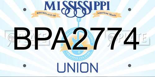 BPA2774 Mississippi License Plate