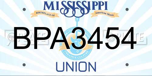 BPA3454 Mississippi License Plate
