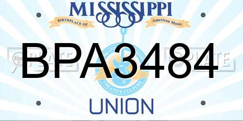 BPA3484 Mississippi License Plate