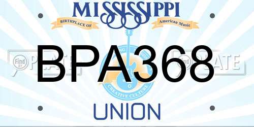 BPA368 Mississippi License Plate