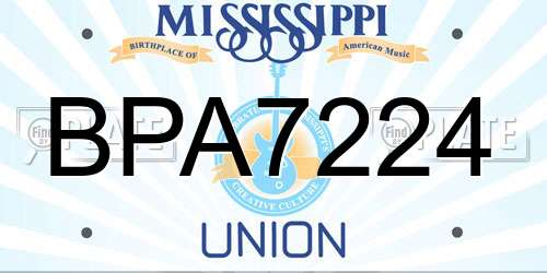 BPA7224 Mississippi License Plate
