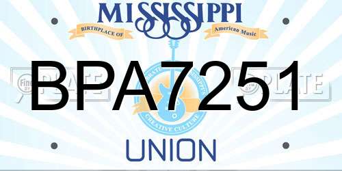 BPA7251 Mississippi License Plate
