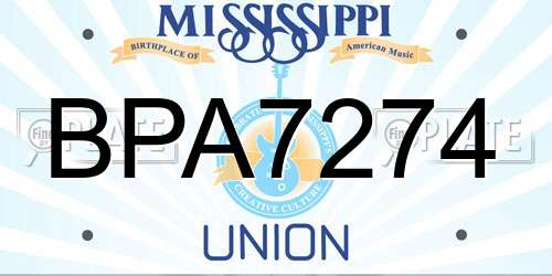 BPA7274 Mississippi License Plate