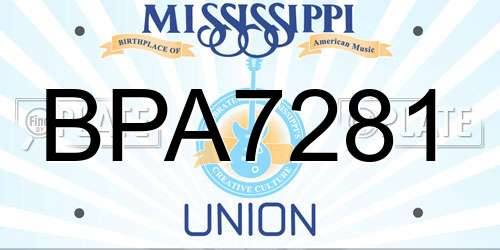 BPA7281 Mississippi License Plate