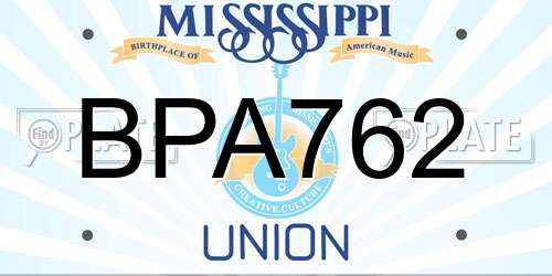 BPA762 Mississippi License Plate