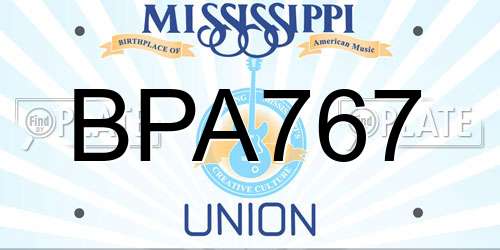 BPA767 Mississippi License Plate