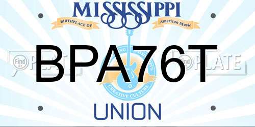 BPA76T Mississippi License Plate