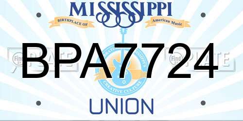 BPA7724 Mississippi License Plate