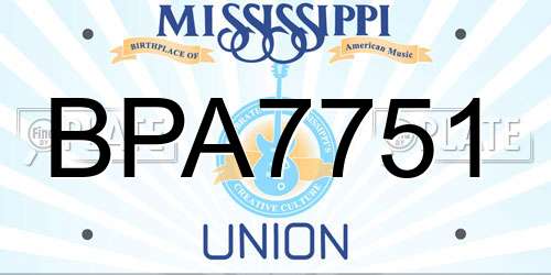 BPA7751 Mississippi License Plate