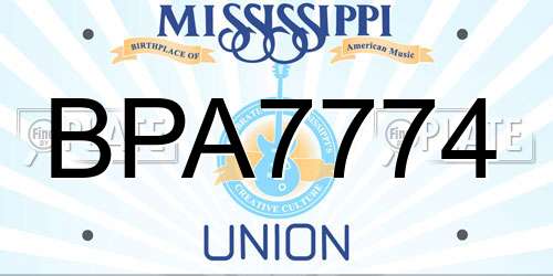 BPA7774 Mississippi License Plate