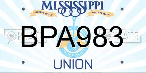 BPA983 Mississippi License Plate