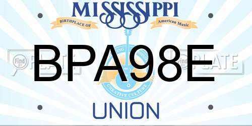 BPA98E Mississippi License Plate