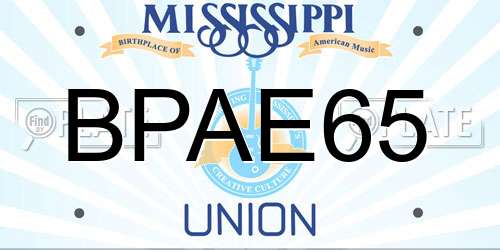 BPAE65 Mississippi License Plate