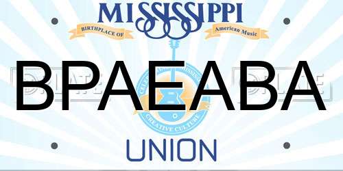 BPAEABA Mississippi License Plate