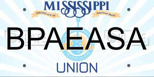 BPAEASA Mississippi License Plate