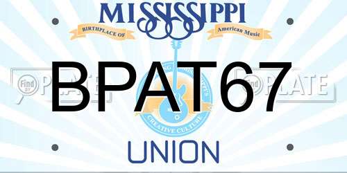 BPAT67 Mississippi License Plate