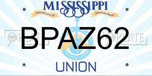 BPAZ62 Mississippi License Plate