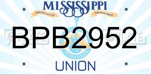 BPB2952 Mississippi License Plate