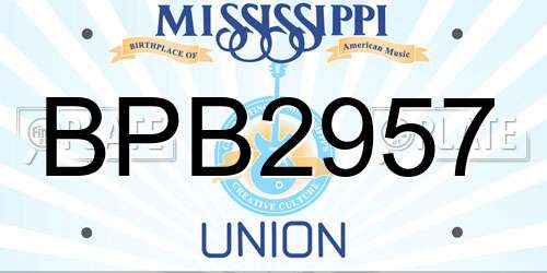 BPB2957 Mississippi License Plate