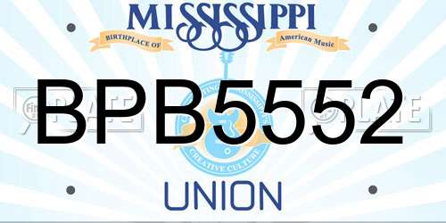 BPB5552 Mississippi License Plate