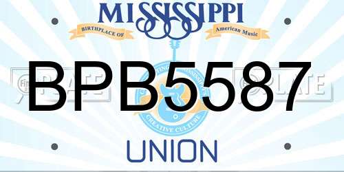 BPB5587 Mississippi License Plate
