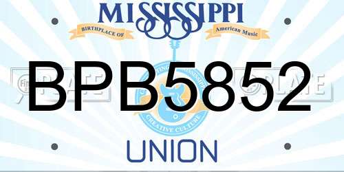 BPB5852 Mississippi License Plate