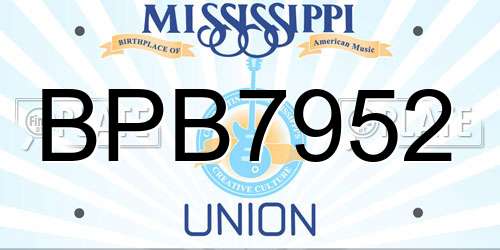 BPB7952 Mississippi License Plate