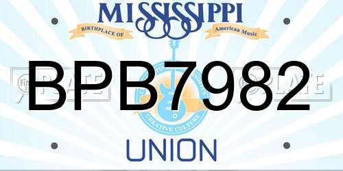 BPB7982 Mississippi License Plate