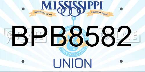 BPB8582 Mississippi License Plate