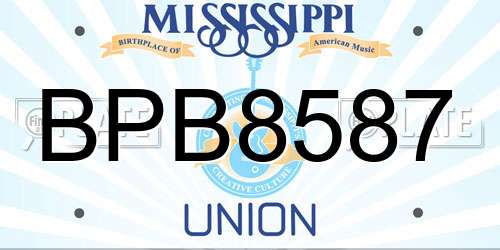 BPB8587 Mississippi License Plate