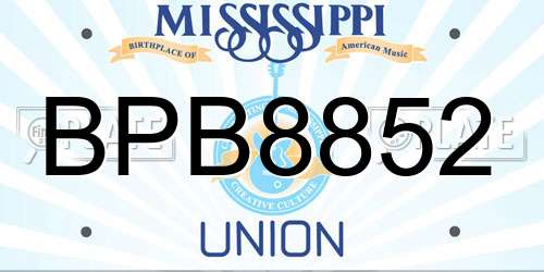 BPB8852 Mississippi License Plate