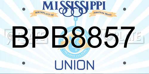BPB8857 Mississippi License Plate