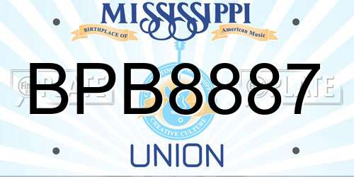 BPB8887 Mississippi License Plate
