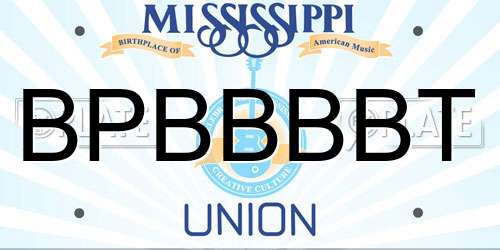 BPBBBBT Mississippi License Plate
