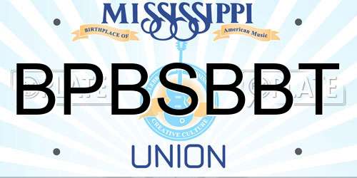 BPBSBBT Mississippi License Plate