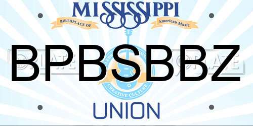 BPBSBBZ Mississippi License Plate