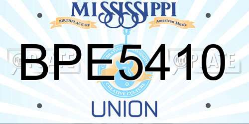 BPE5410 Mississippi License Plate