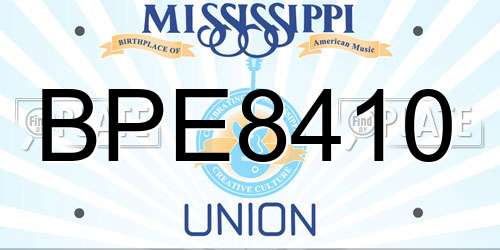 BPE8410 Mississippi License Plate