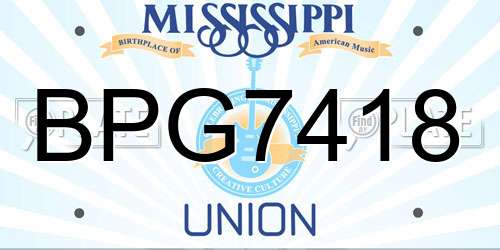BPG7418 Mississippi License Plate